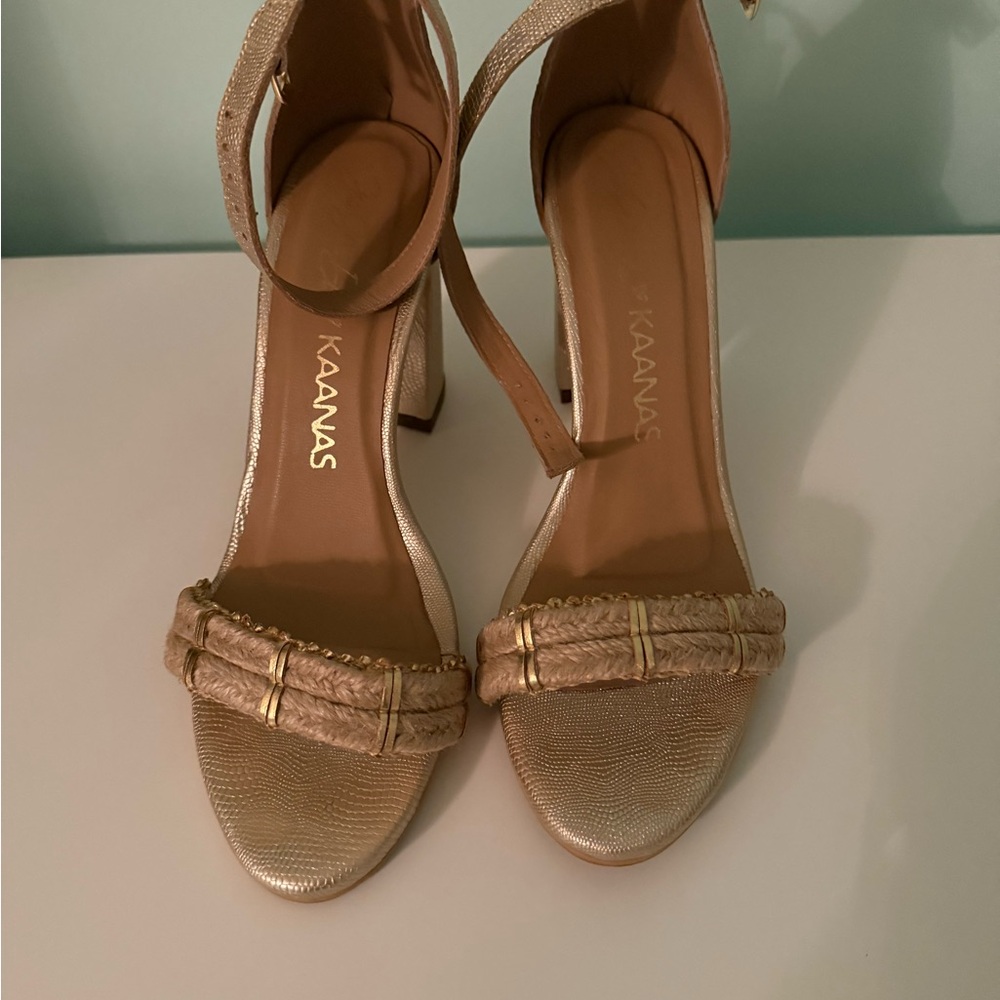 Kaanas Metallic Gold Heeled Sandals